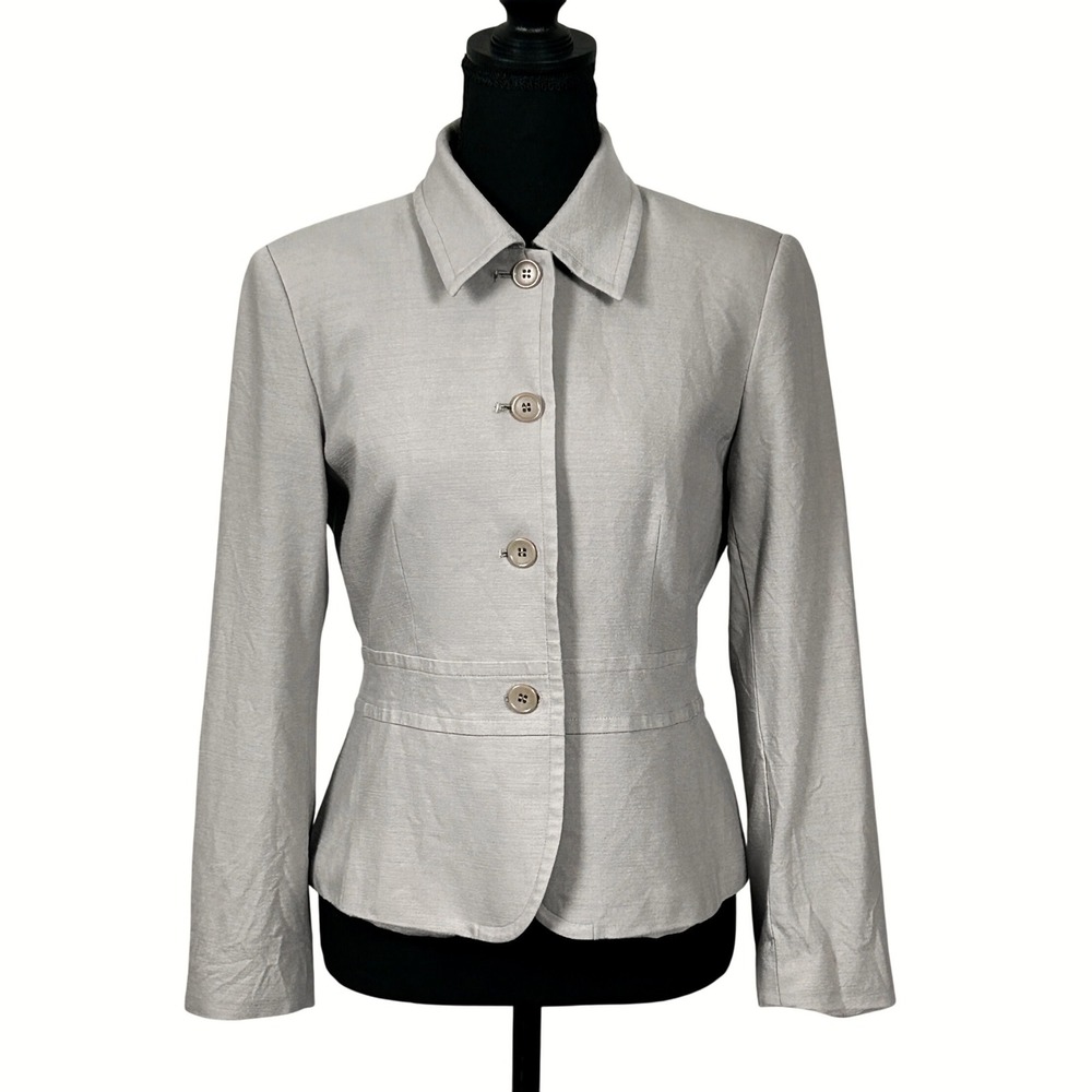 Vintage Talbots Italian Wool Blazer Womens Size 4 Small Peplum Jacket 1990s Gray